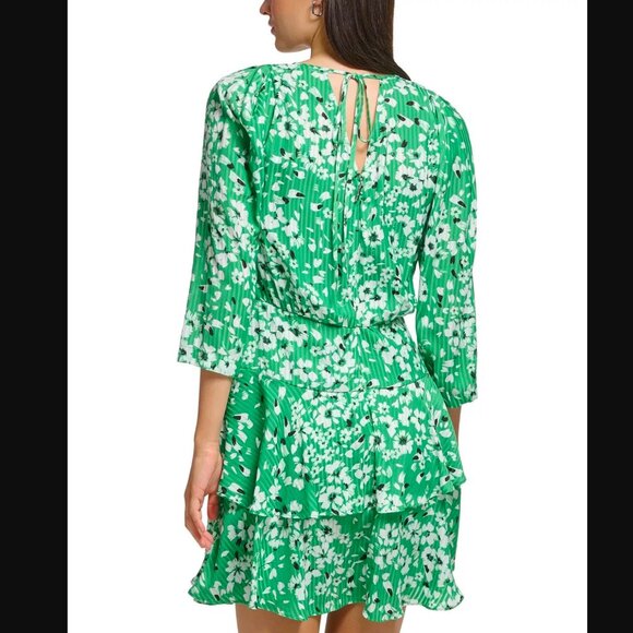 Karl Lagerfeld Paris Printed Jacquard Ruffle-Hem Dress 10 - Picture 11 of 15